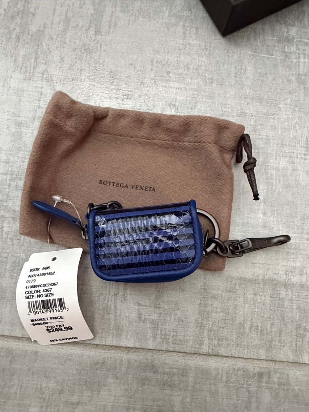 Bottega Veneta Royal Blue Woven Mini Key & Card Holder